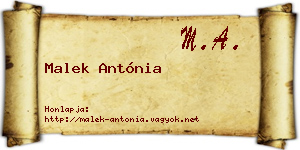 Malek Antónia névjegykártya